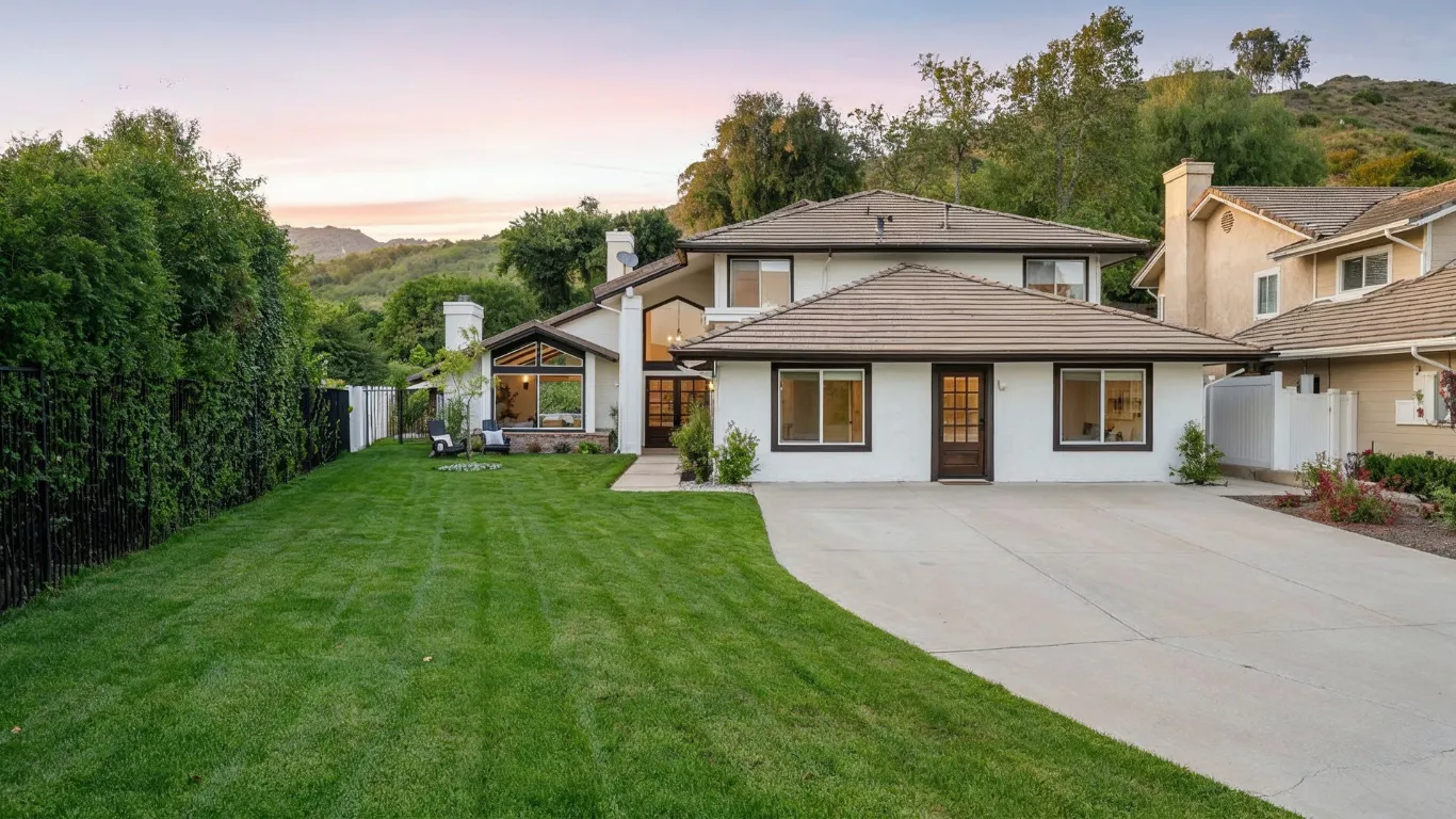 Garage conversion ADU project in Los Angeles with remodeled residential exterior, private entry access, driveway space, landscaped yard, and added livable space potential